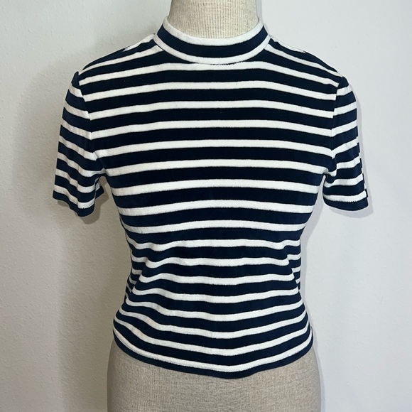 T by Alexander Wang Velour Mock Turtleneck Crop Top - Picture 1 of 4